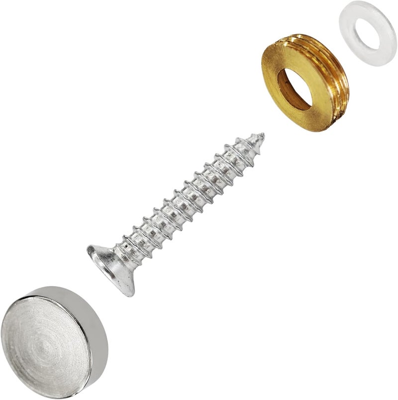 AUXBC 12PCS 3/5" Mirror Screws Decorative Cover Caps, Sign Advertising Screws, Mirror Screw Fasteners Nails, Brushed Stainless Steel - Image 3